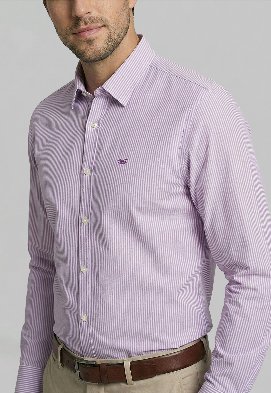 CAMISA SPORT OXFORD LISTADA VIOLET - 3