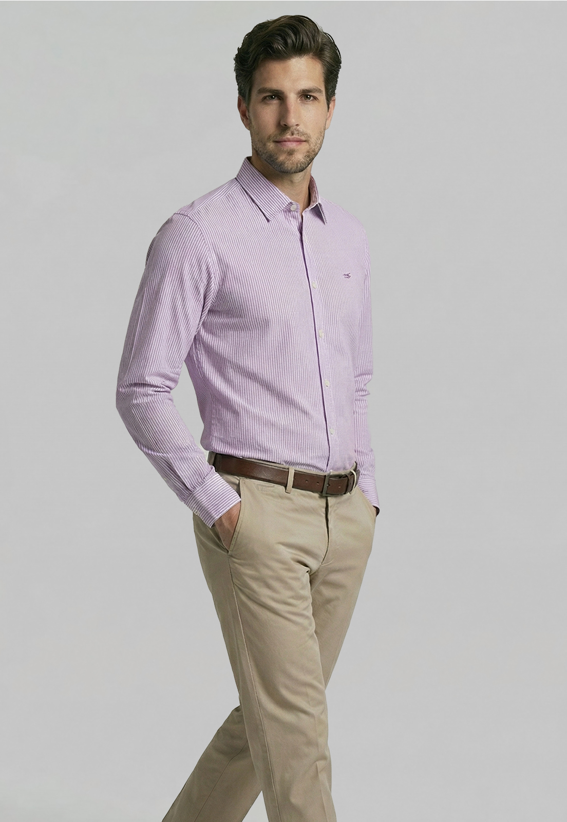 CAMISA SPORT OXFORD LISTADA VIOLET - 5