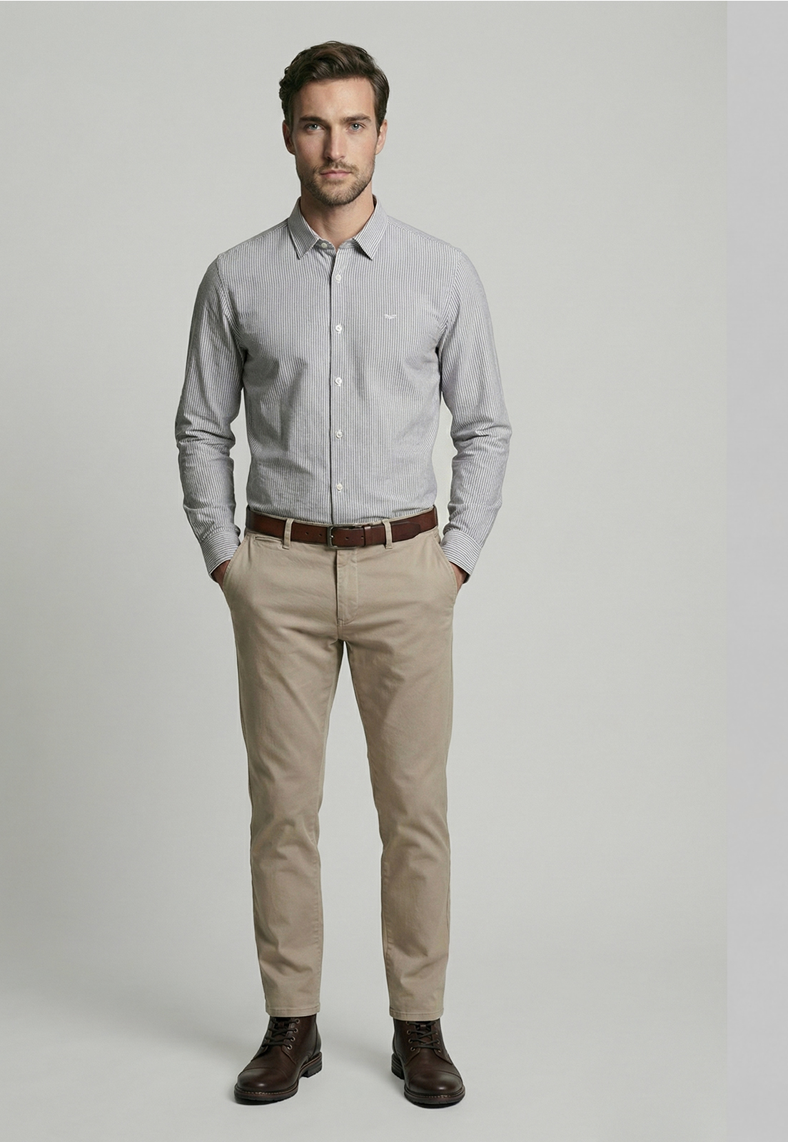 CAMISA SPORT OXFORD LISTADA GREY - 2