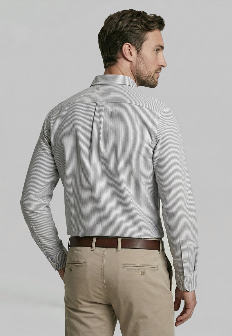 CAMISA SPORT OXFORD LISTADA GREY - 4