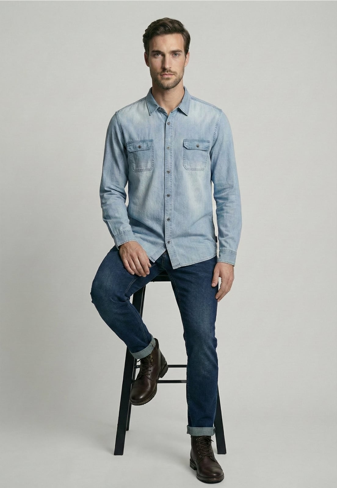 CAMISA BROOKLYN LT BLUE - 5