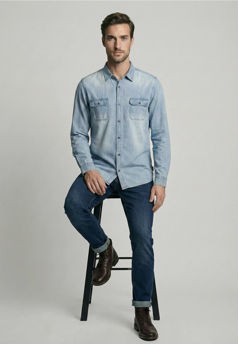 CAMISA BROOKLYN LT BLUE - 5