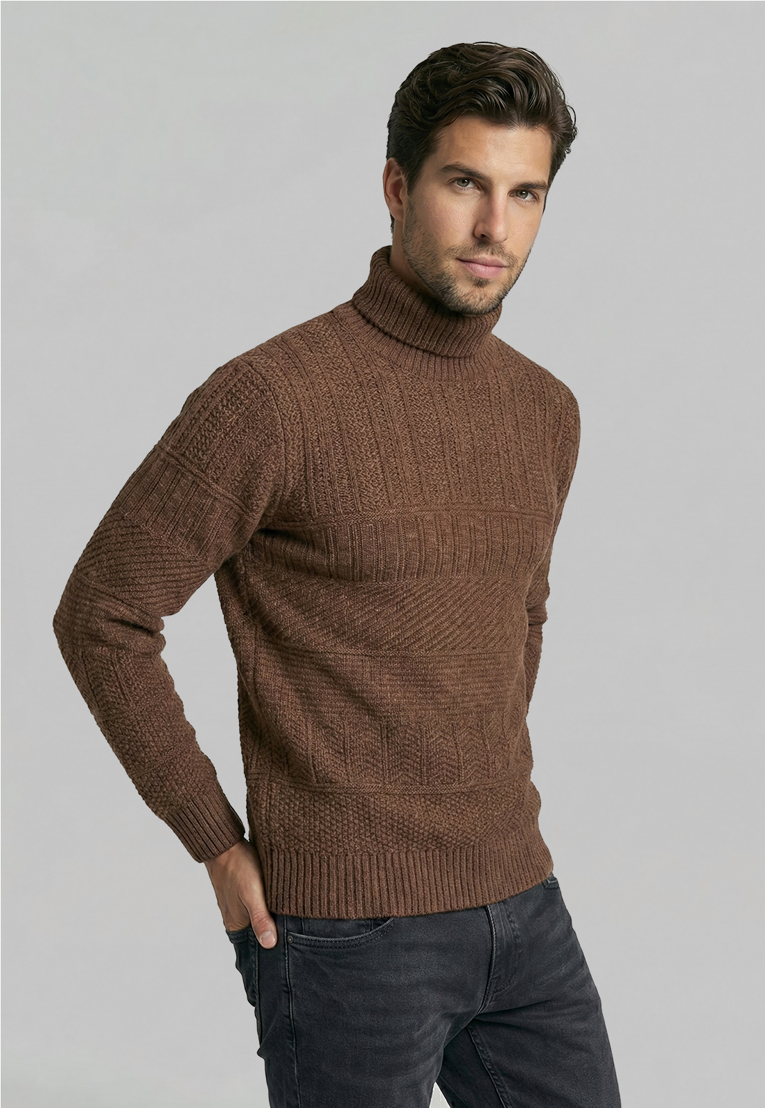 SWEATER CHICAGO BROWN  MELANGE - 1