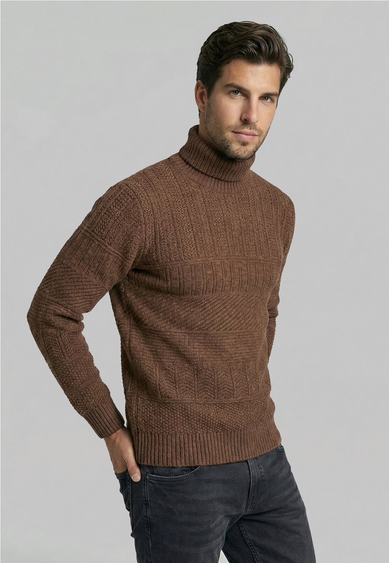 SWEATER CHICAGO BROWN  MELANGE - 1
