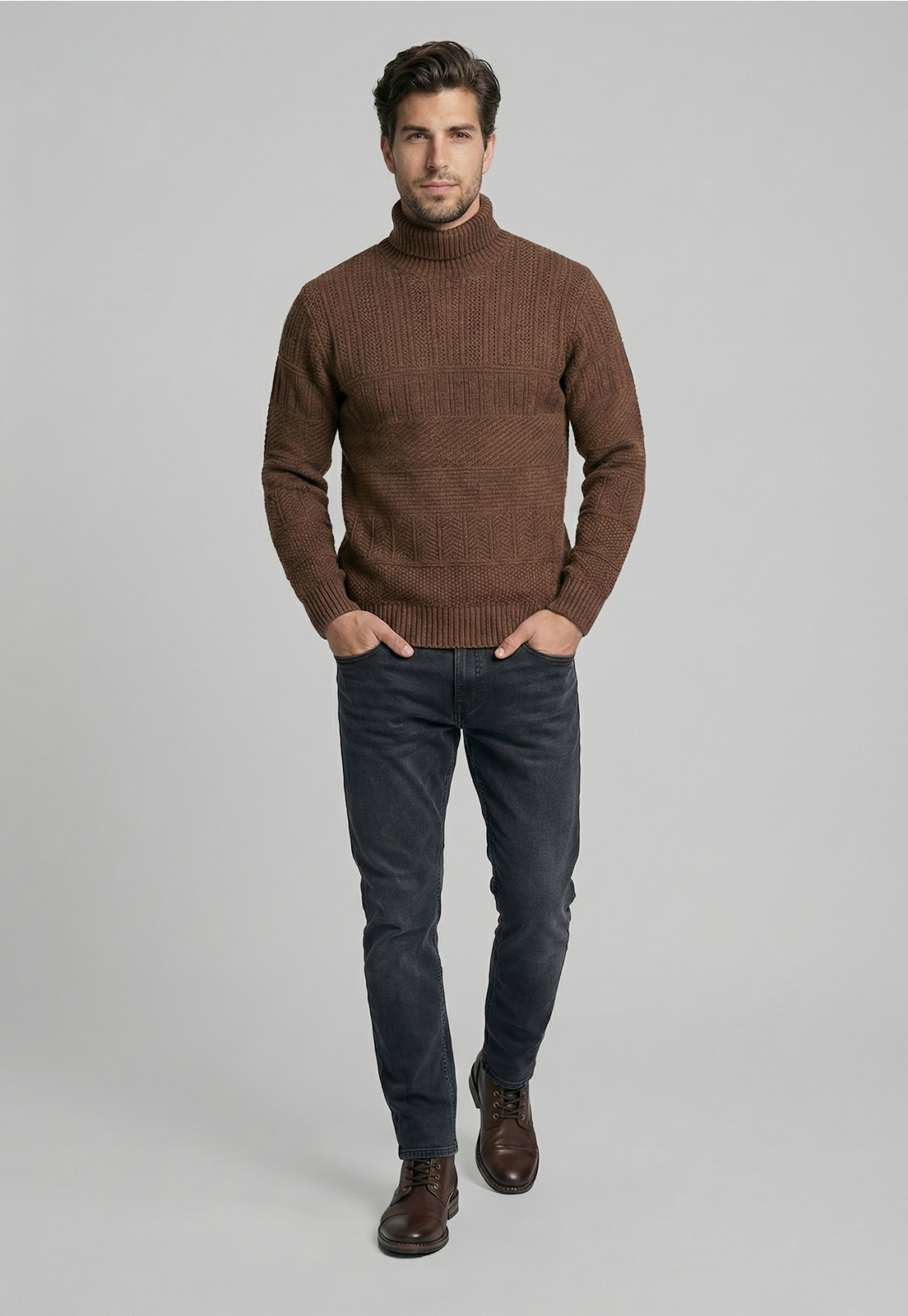SWEATER CHICAGO BROWN  MELANGE - 2