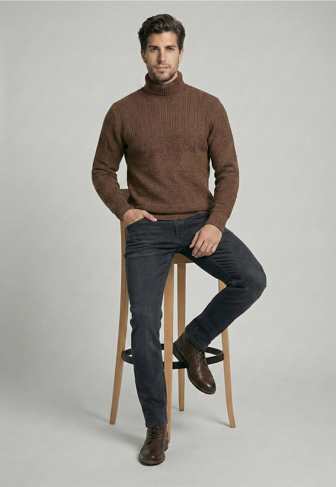 SWEATER CHICAGO BROWN  MELANGE - 5