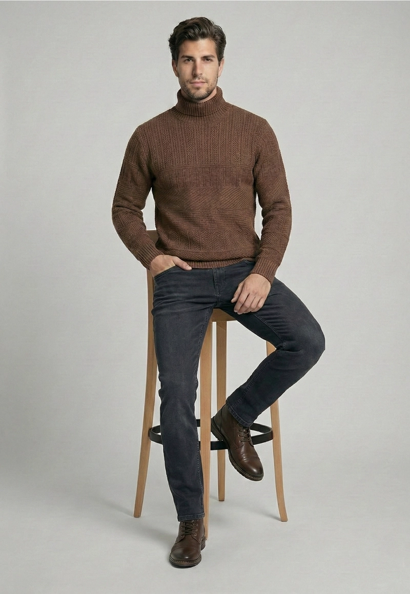 SWEATER CHICAGO BROWN  MELANGE - 5