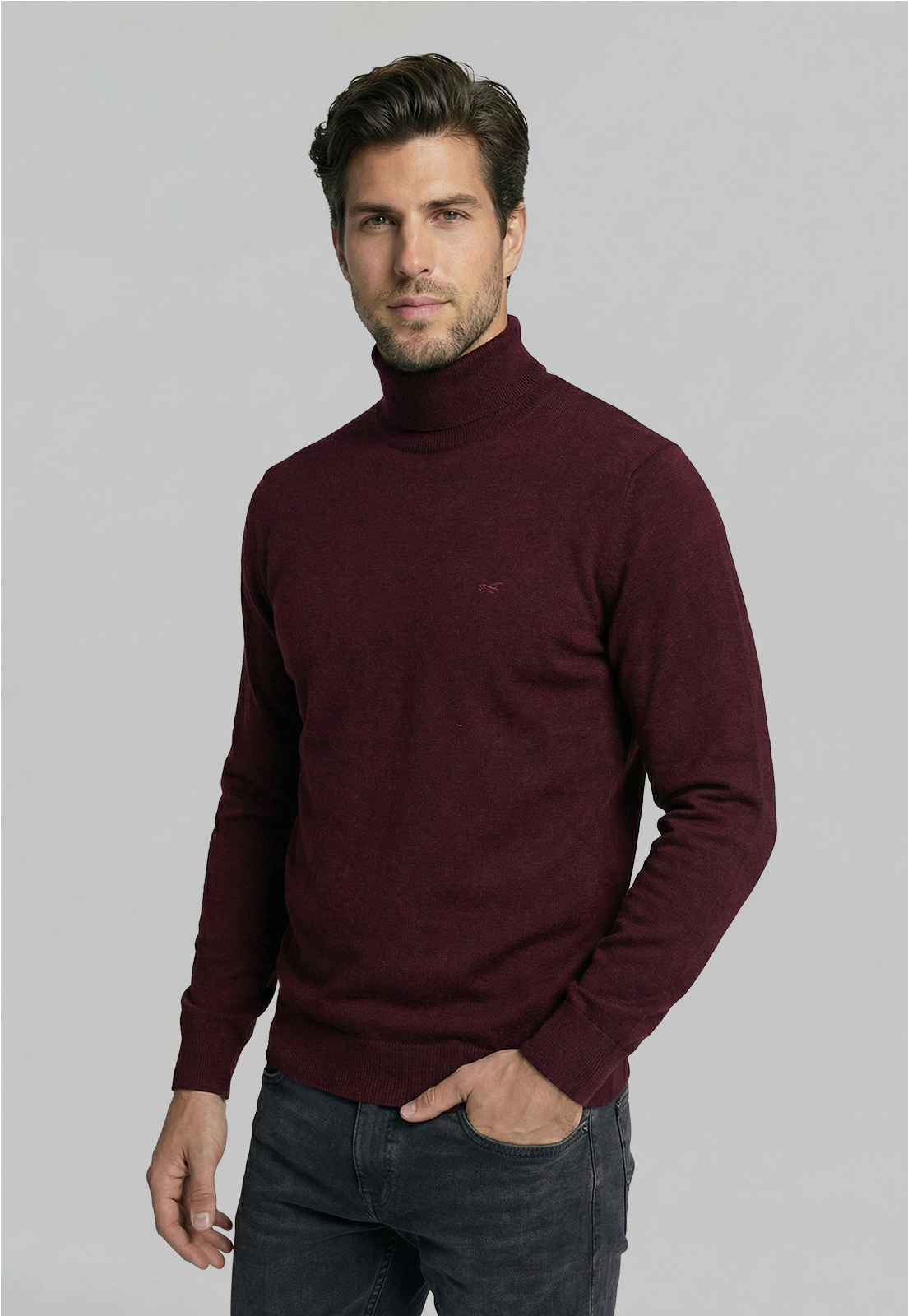 SWEATER TURTLE NECK PLUM MELANGE - 1
