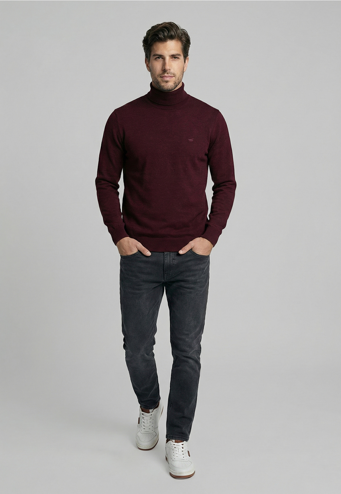 SWEATER TURTLE NECK PLUM MELANGE - 2
