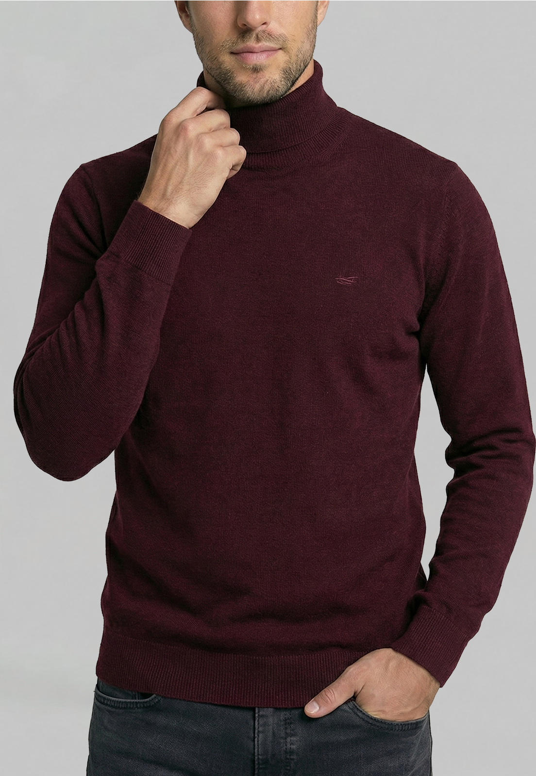 SWEATER TURTLE NECK PLUM MELANGE - 3