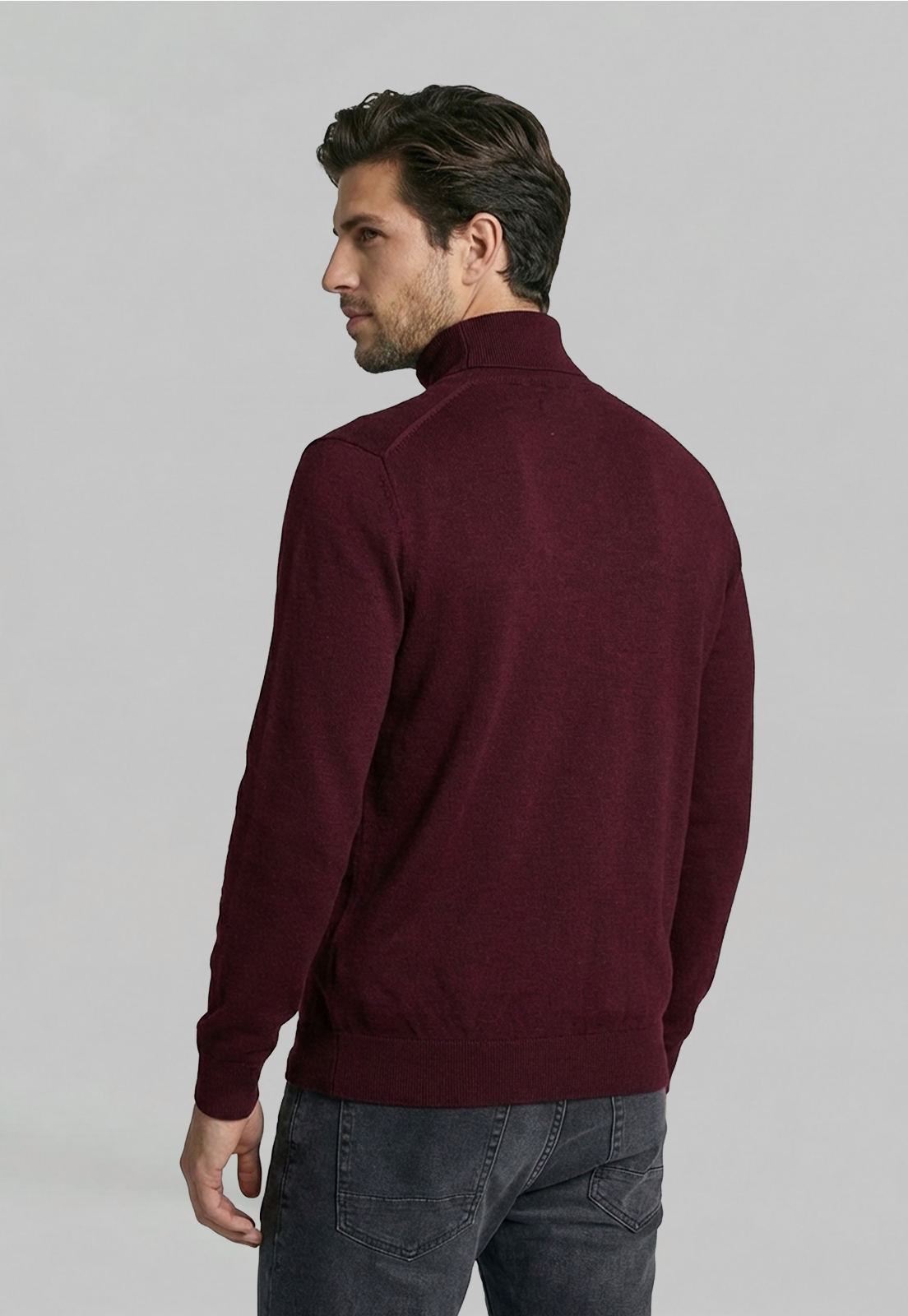 SWEATER TURTLE NECK PLUM MELANGE - 4