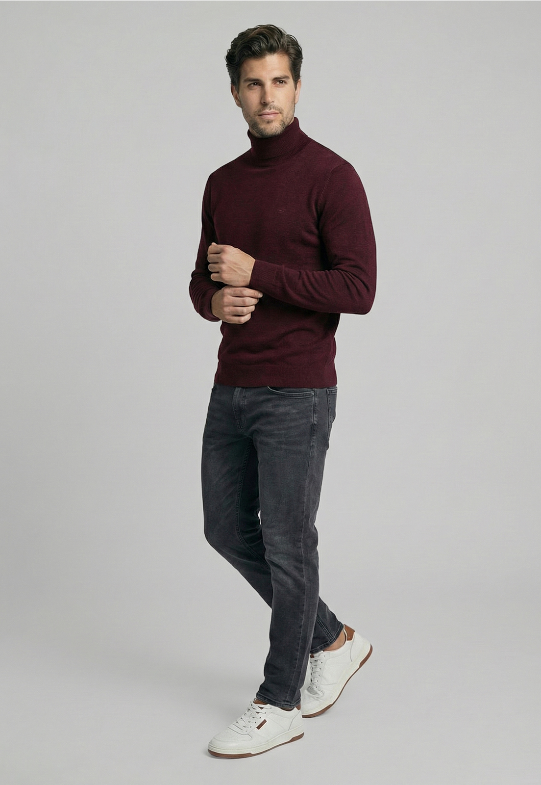 SWEATER TURTLE NECK PLUM MELANGE - 5