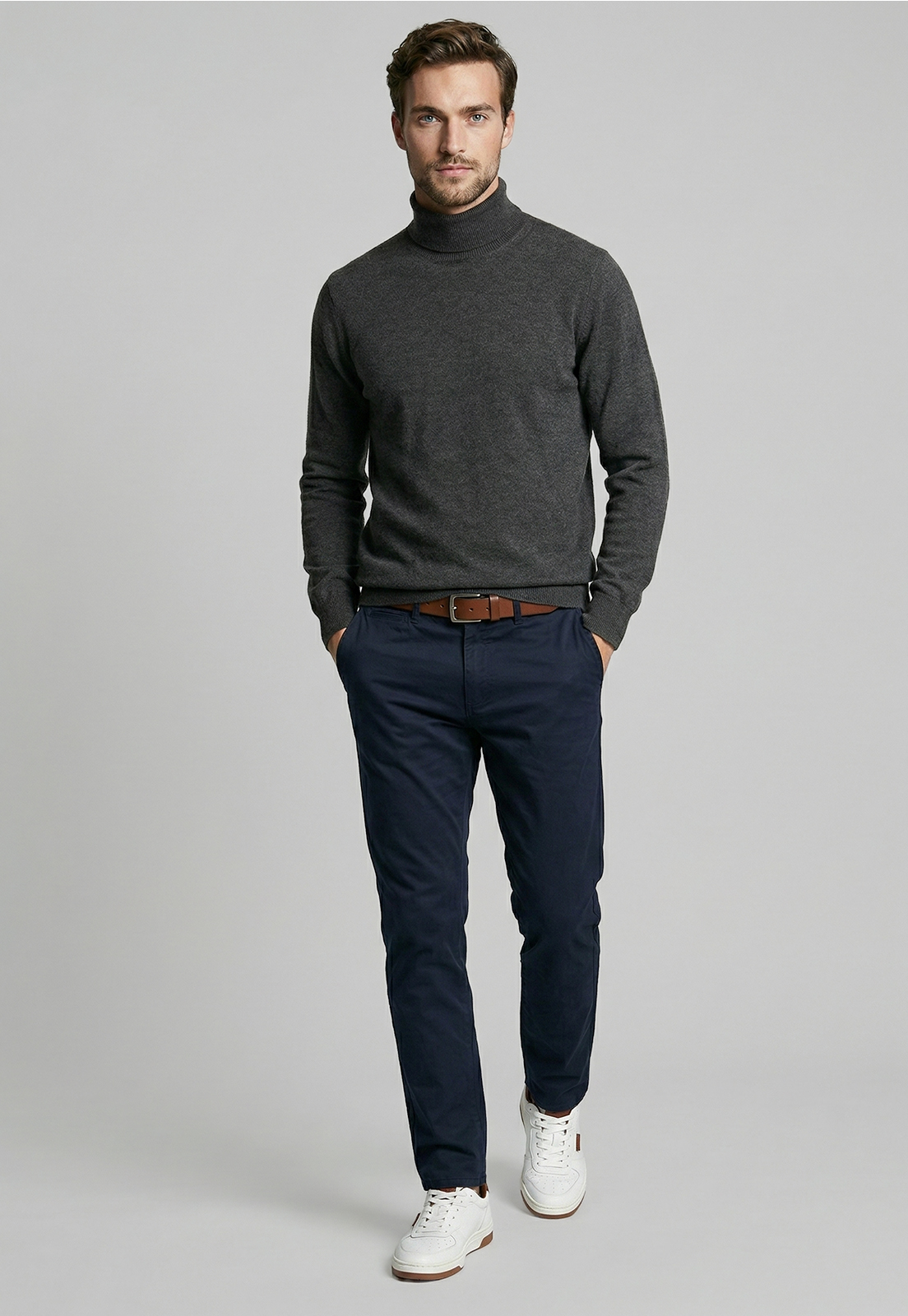 SWEATER TURTLE NECK BLACK  MELANGE - 2