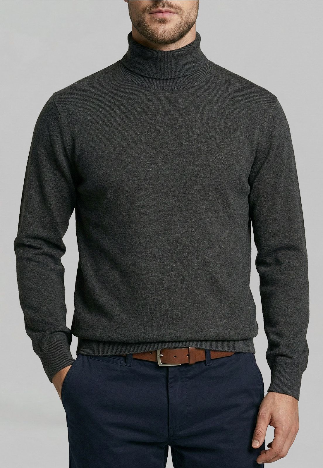 SWEATER TURTLE NECK BLACK  MELANGE - 3