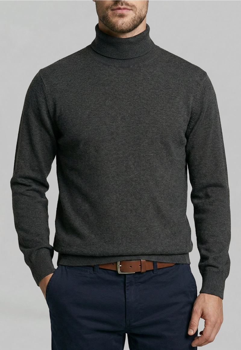 SWEATER TURTLE NECK BLACK  MELANGE - 3