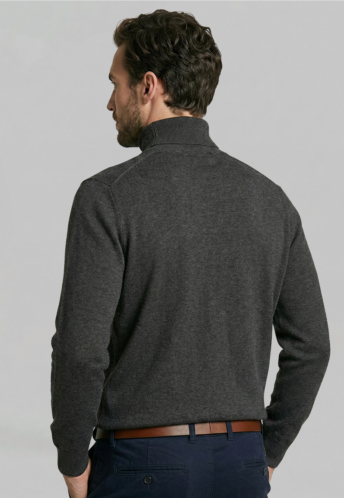 SWEATER TURTLE NECK BLACK  MELANGE - 4