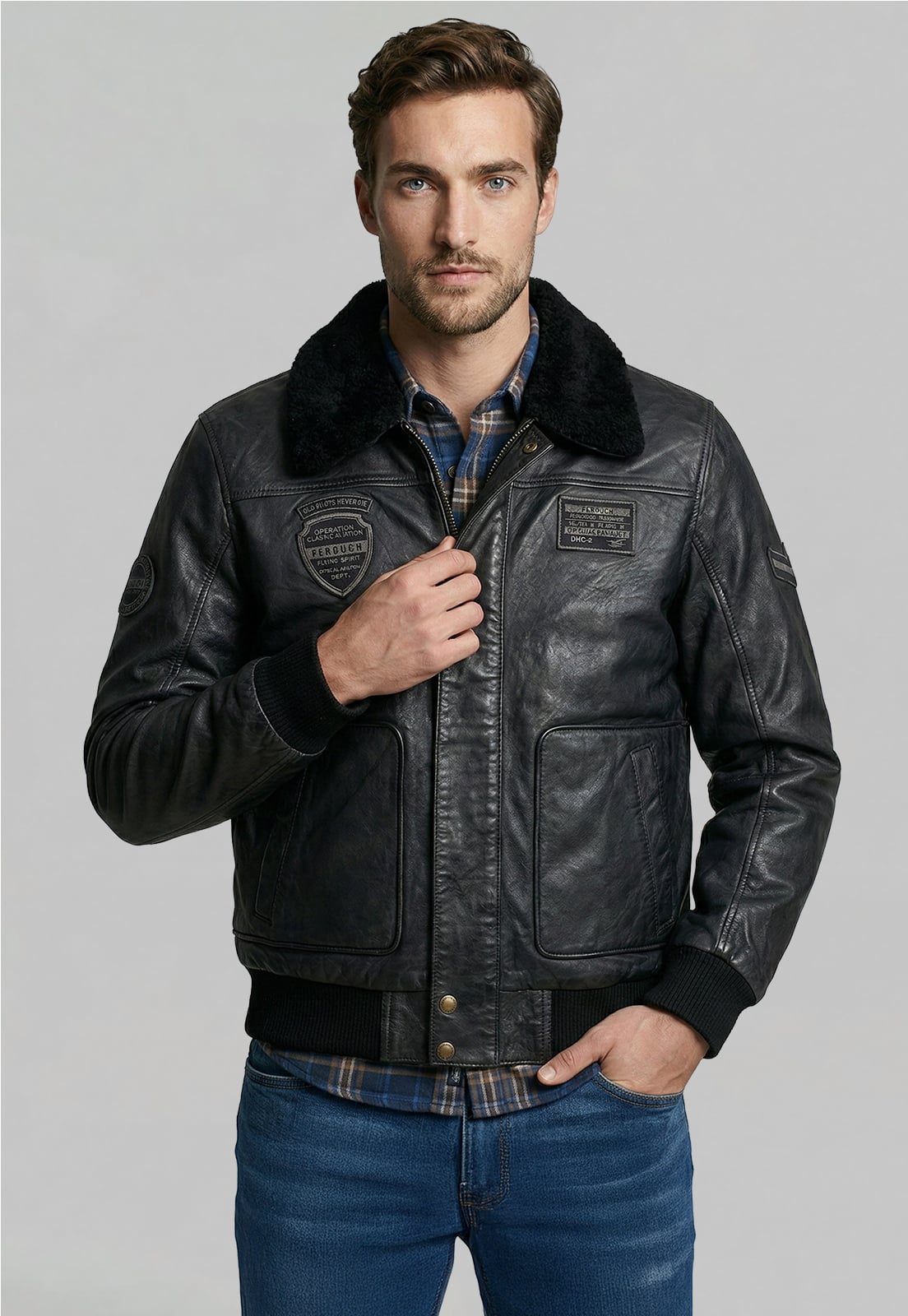 CHAQUETA DE CUERO PILOT BLACK - 1