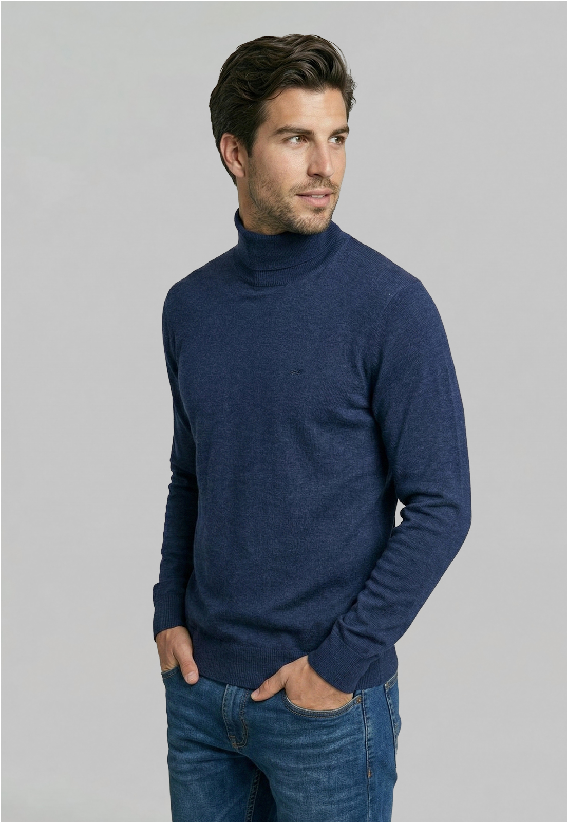 SWEATER TURTLE NECK INDIGO MELANGE - 1