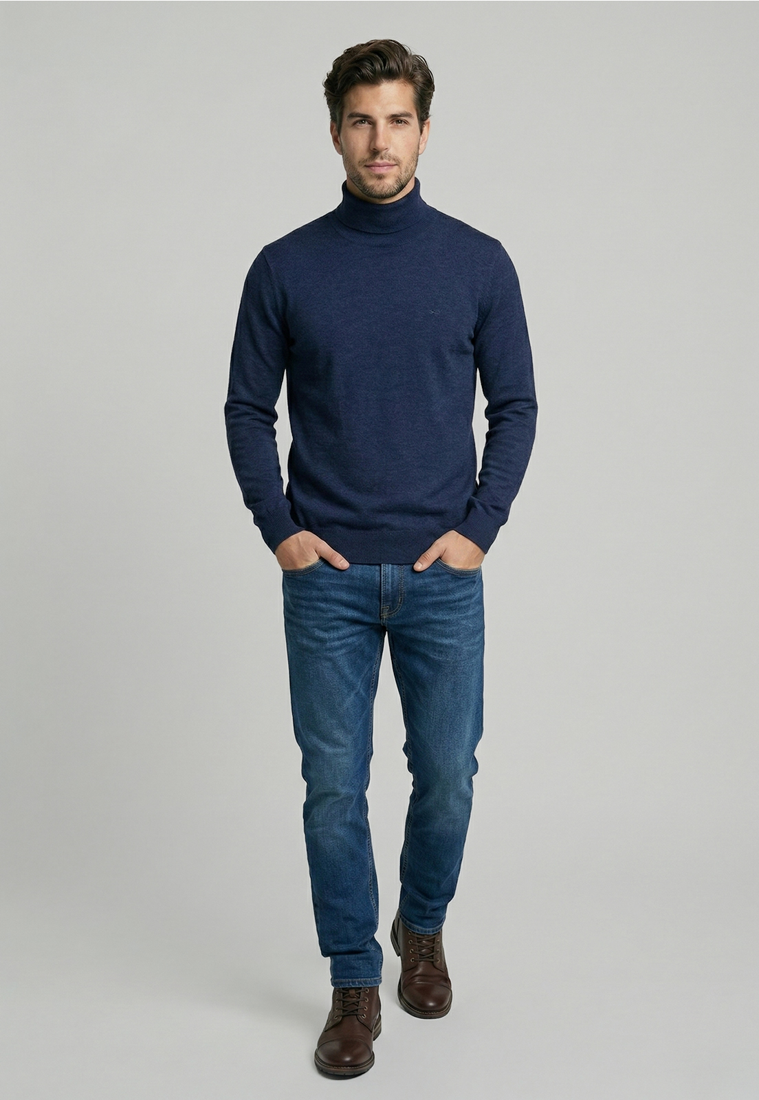 SWEATER TURTLE NECK INDIGO MELANGE - 2