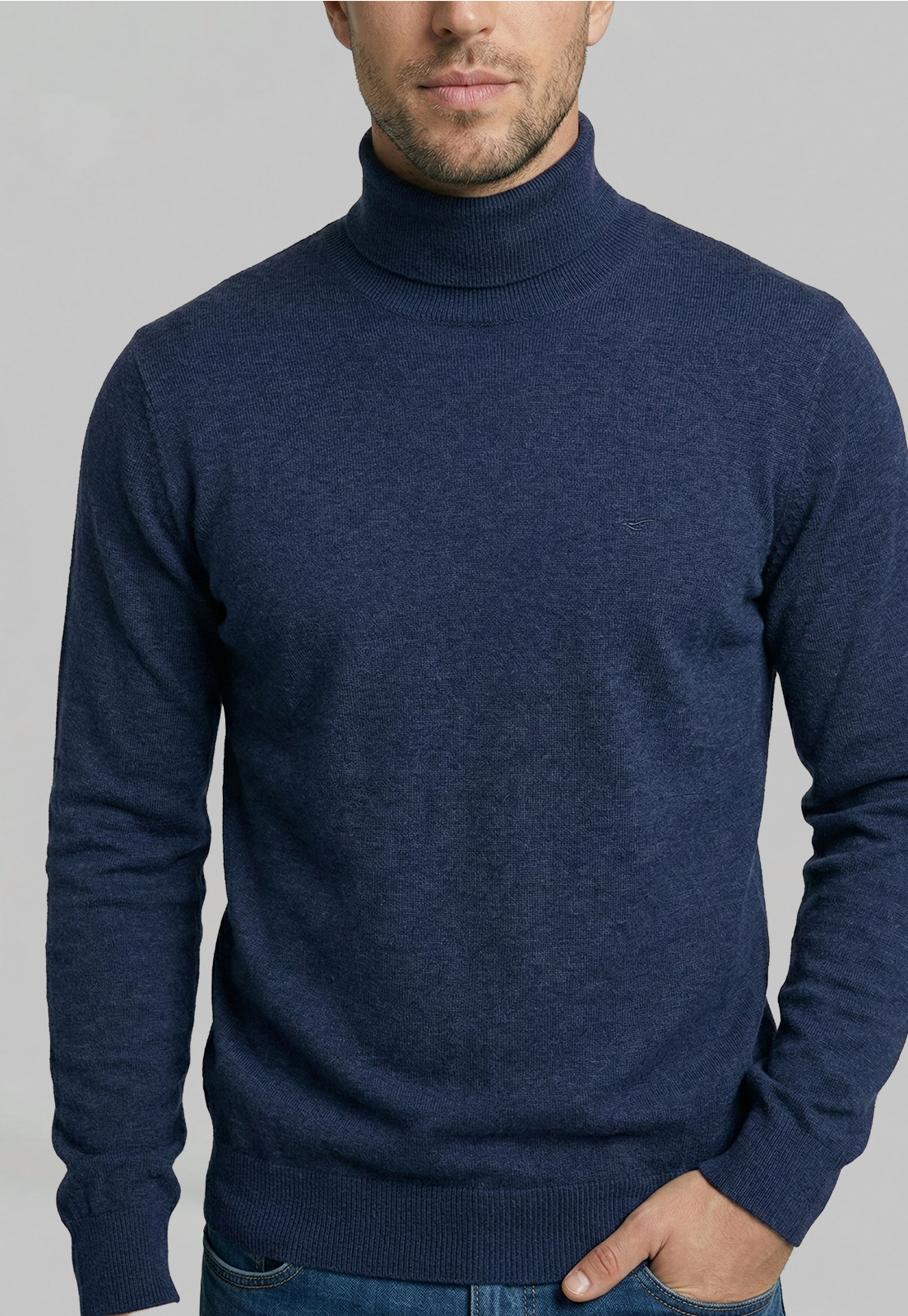 SWEATER TURTLE NECK INDIGO MELANGE - 3