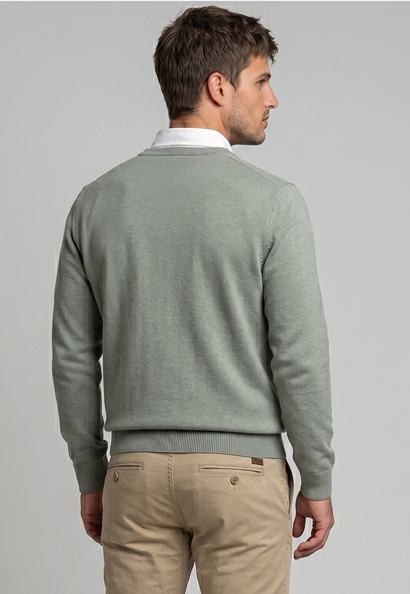 SWEATER ARIZONA V-NECK SOLIDO SALVIA - 3