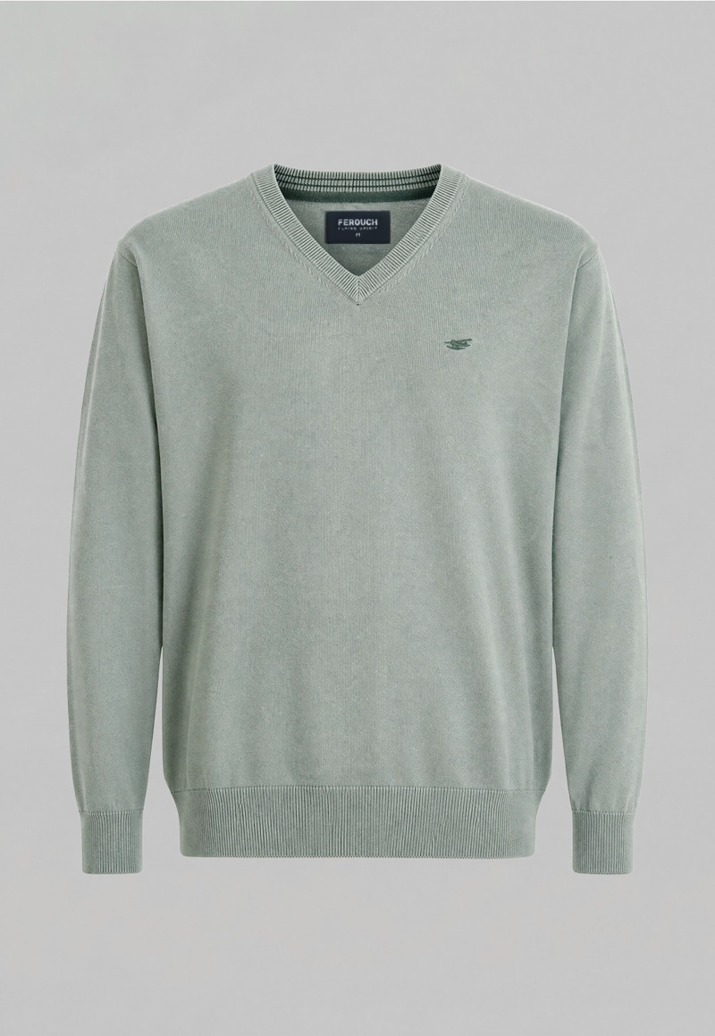 SWEATER ARIZONA V-NECK SOLIDO SALVIA - 5