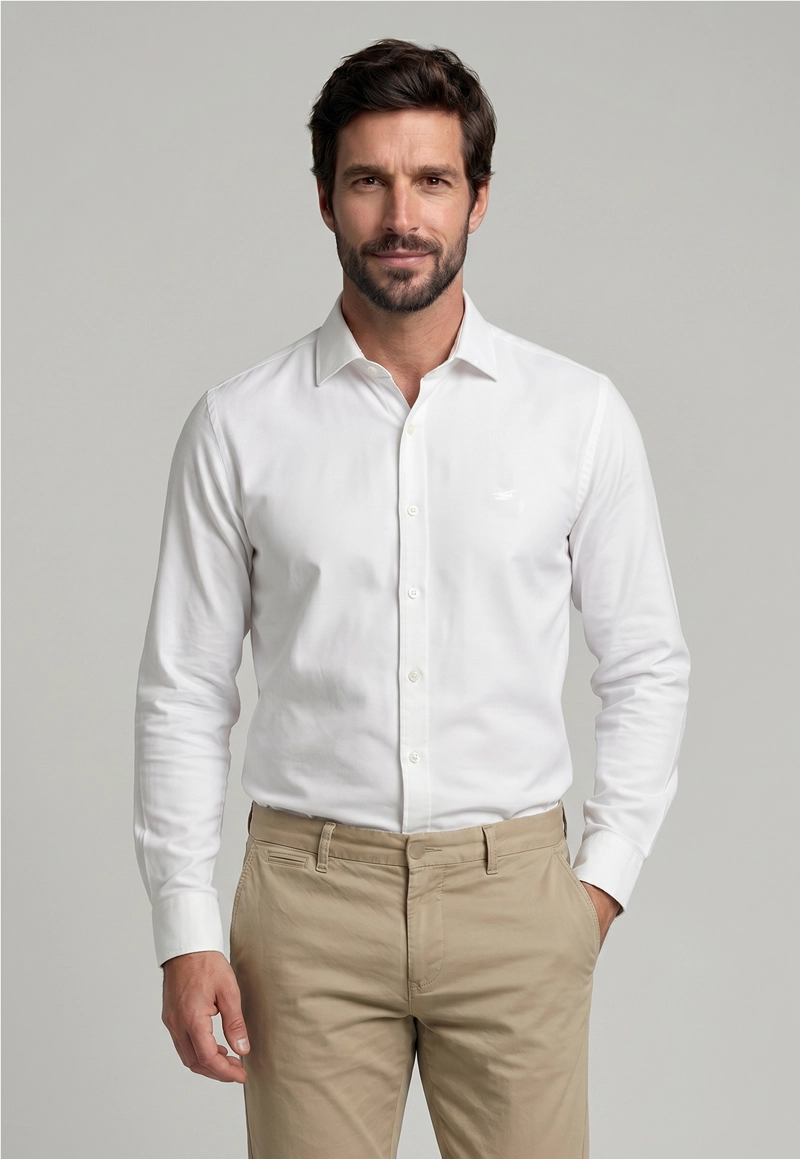 CAMISA REGULAR SPORT WHITE OXFORD - 1