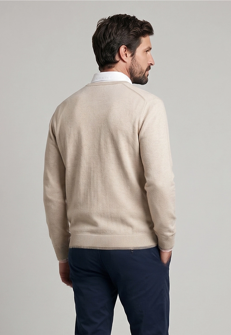 SWEATER ATLANTA V-NECK MELANGE OYSTER MELANGE - 3