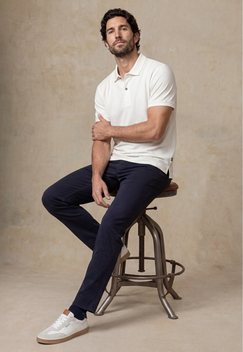 PANTALON FIVE POCKET REGULAR NAVY - 5