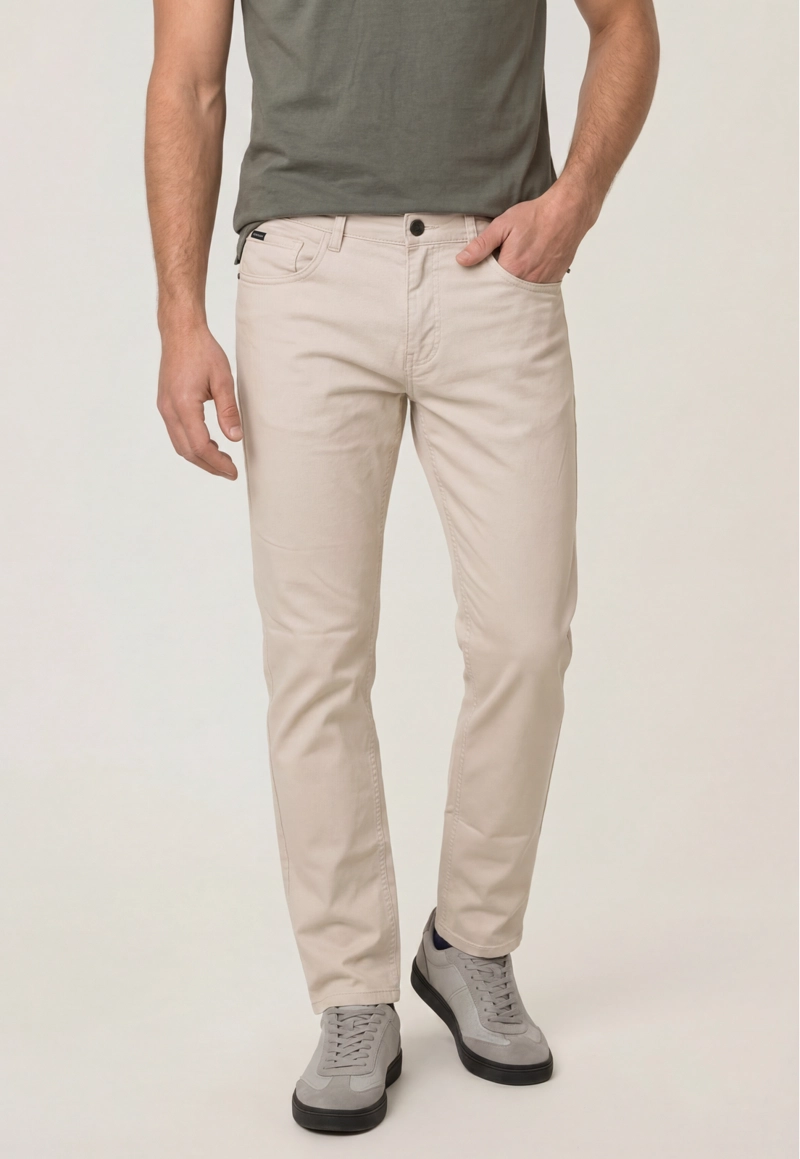 PANTALON FIVE POCKET REGULAR OYSTER - 1