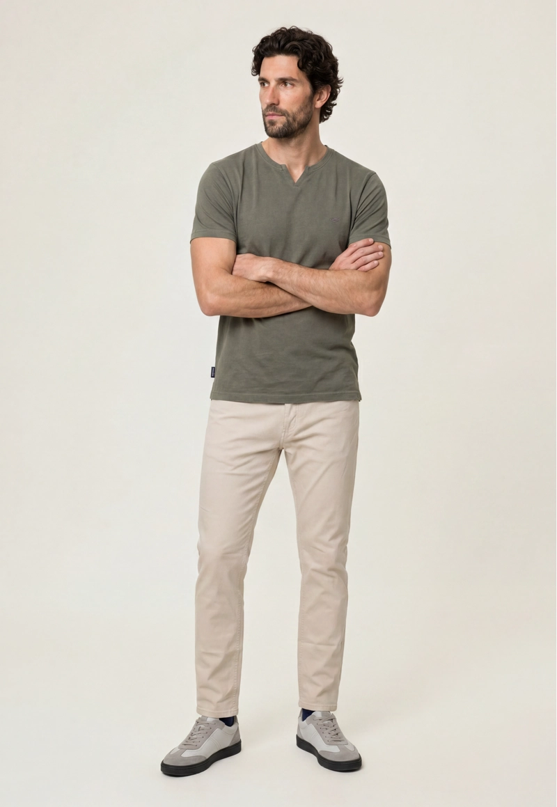 PANTALON FIVE POCKET REGULAR OYSTER - 2