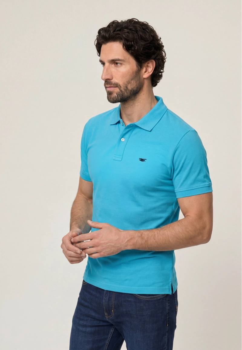 POLO PIQUE  LT TURQUOISE - 1