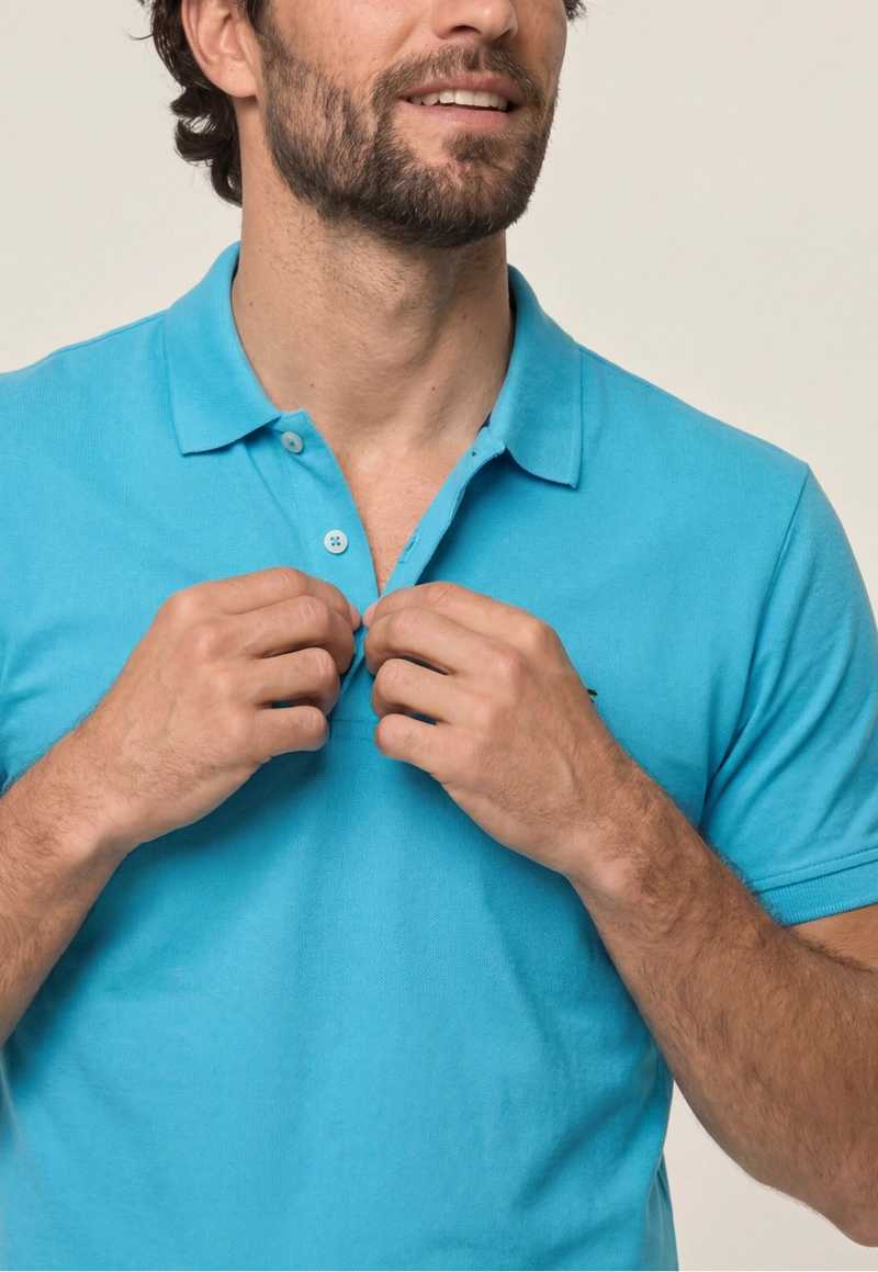 POLO PIQUE  LT TURQUOISE - 4