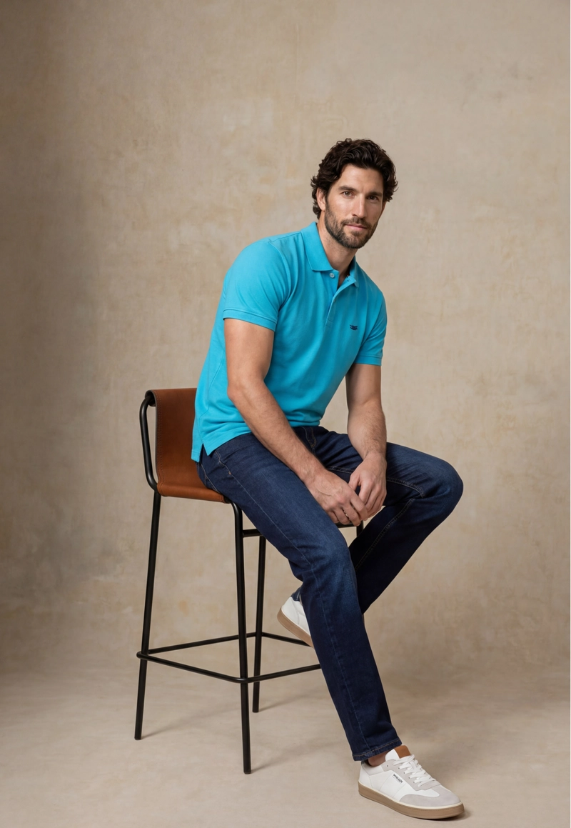 POLO PIQUE  LT TURQUOISE - 5