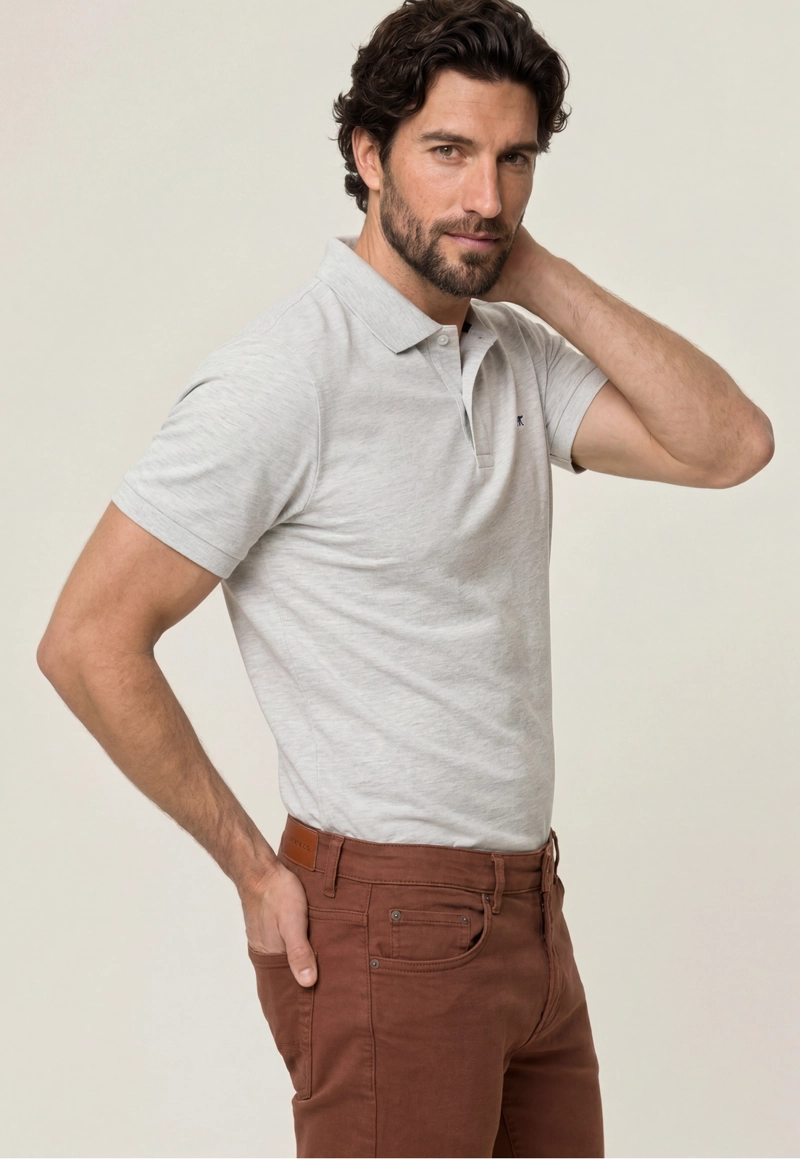 POLO PIQUE  OYSTER MELANGE - 1