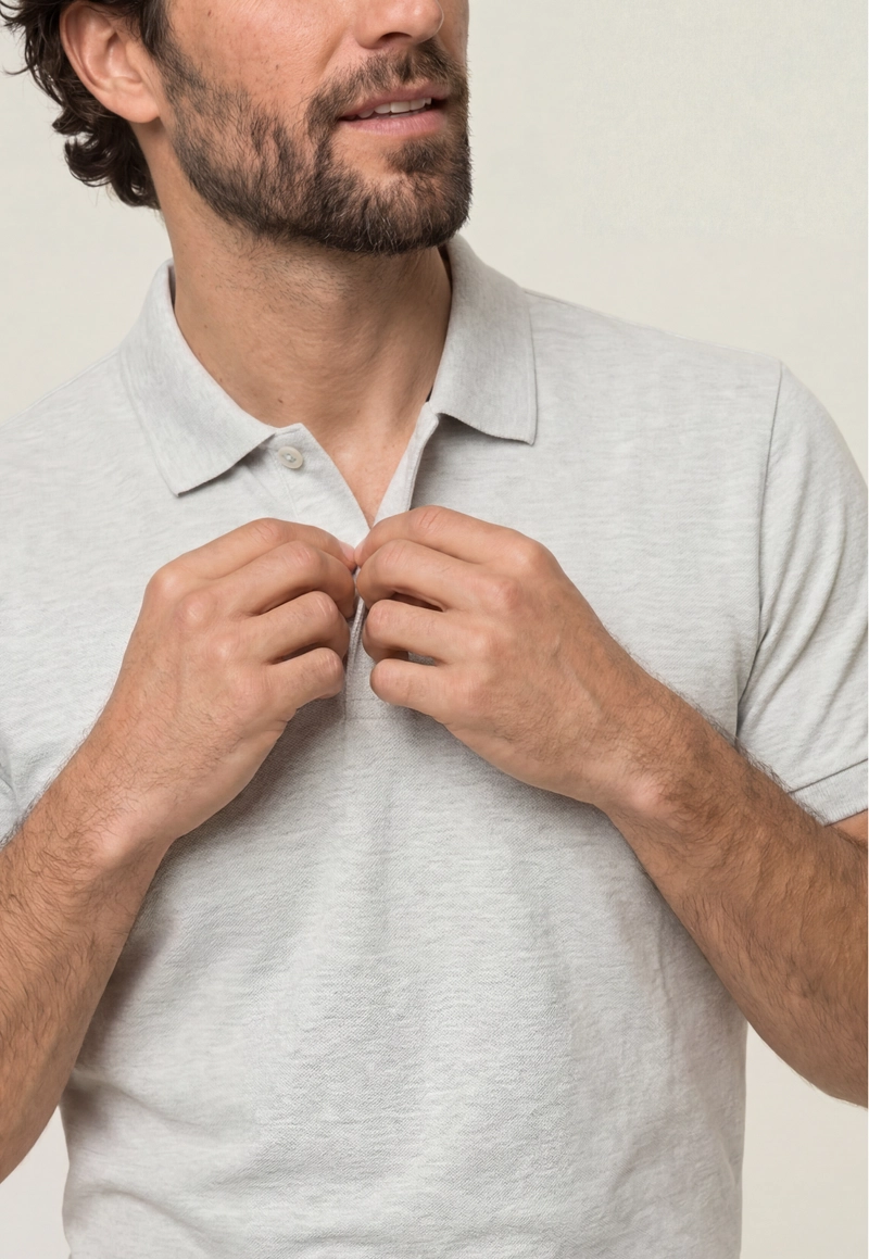 POLO PIQUE  OYSTER MELANGE - 4