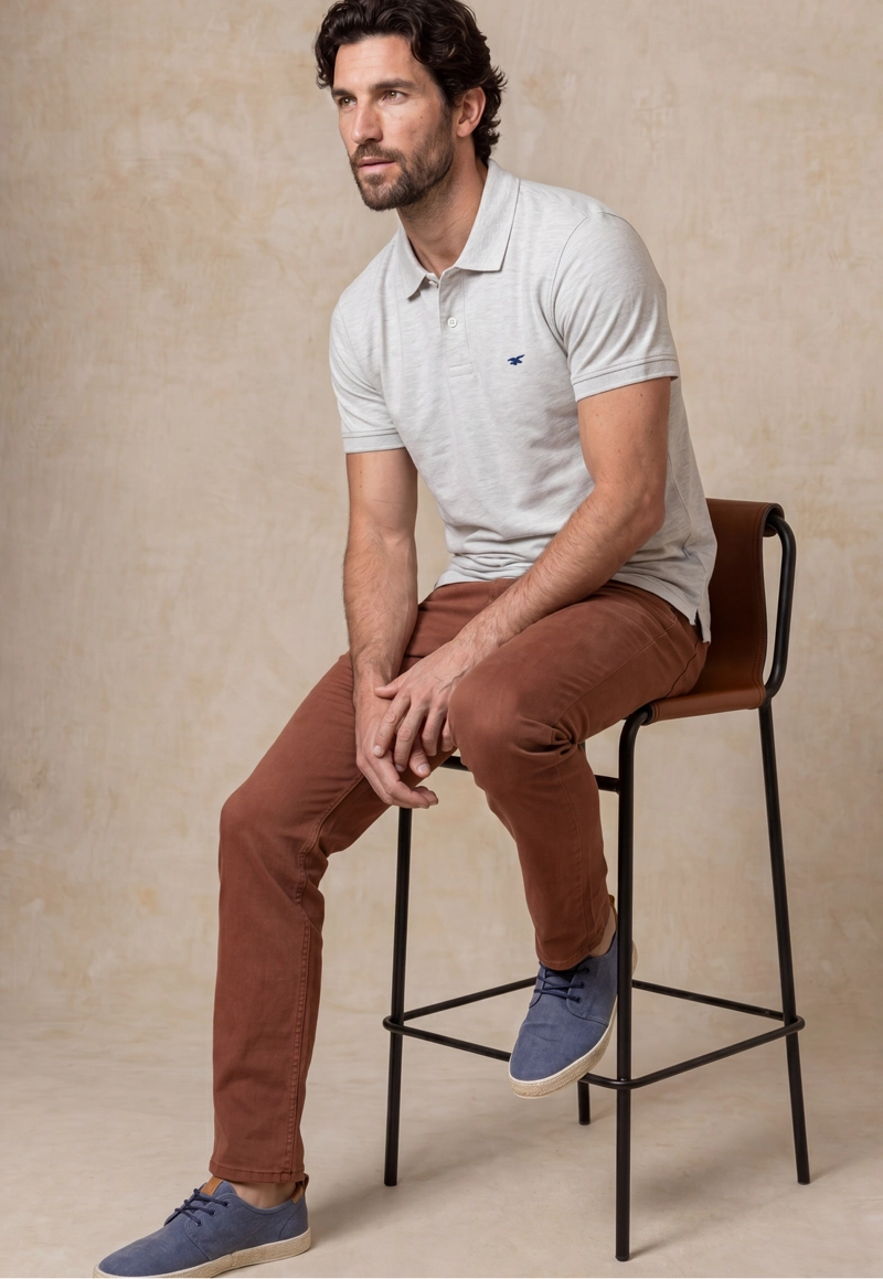 POLO PIQUE  OYSTER MELANGE - 5