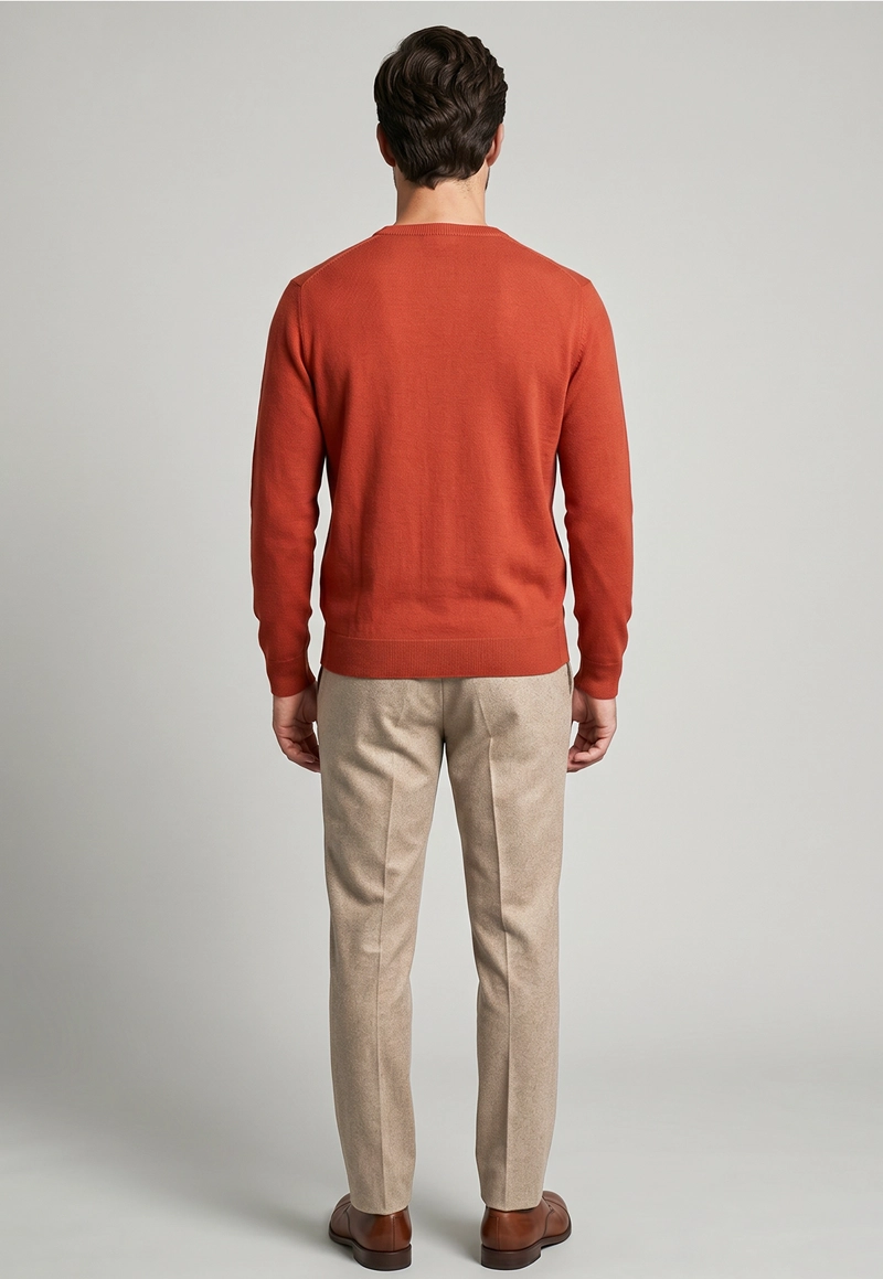 SWEATER ARIZONA V-NECK SOLIDO ORANGE - 3