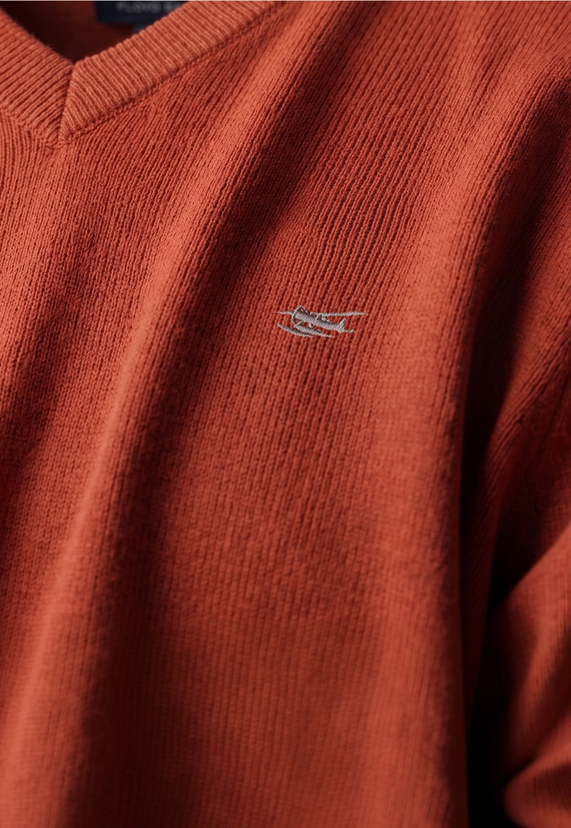 SWEATER ARIZONA V-NECK SOLIDO ORANGE - 4