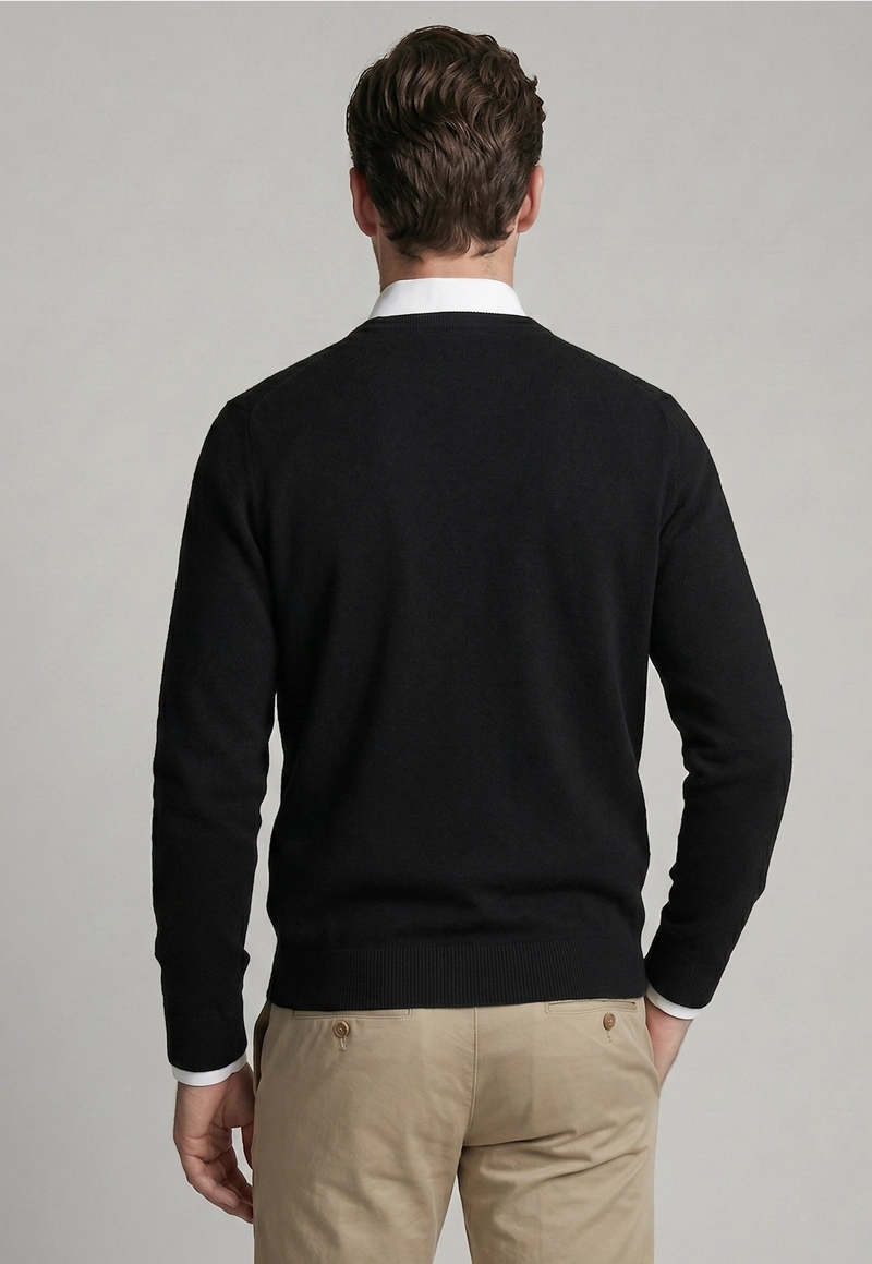SWEATER ARIZONA V-NECK SOLIDO BLACK - 3