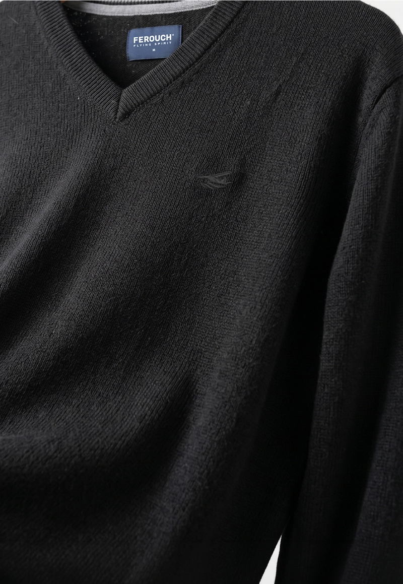 SWEATER ARIZONA V-NECK SOLIDO BLACK - 4