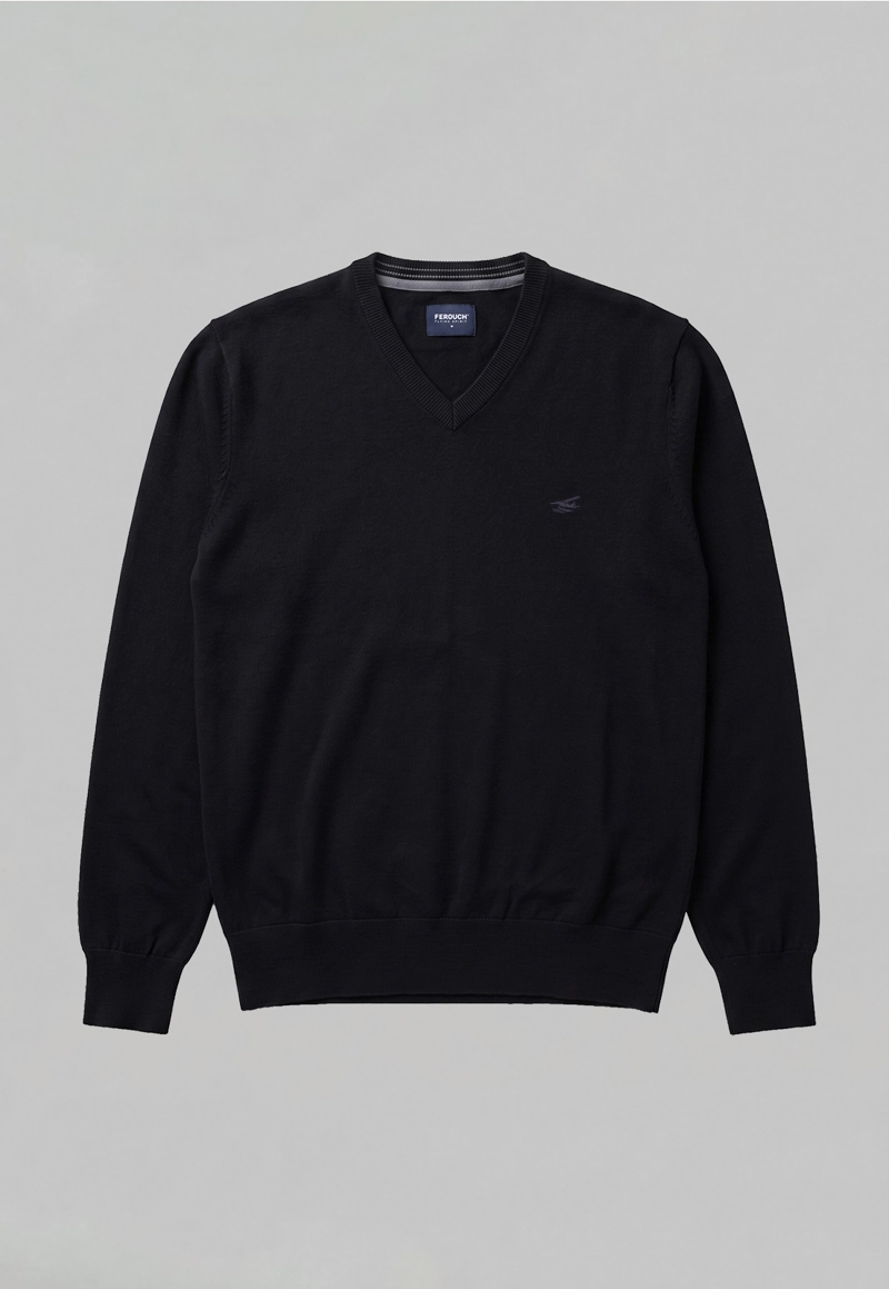 SWEATER ARIZONA V-NECK SOLIDO BLACK - 5