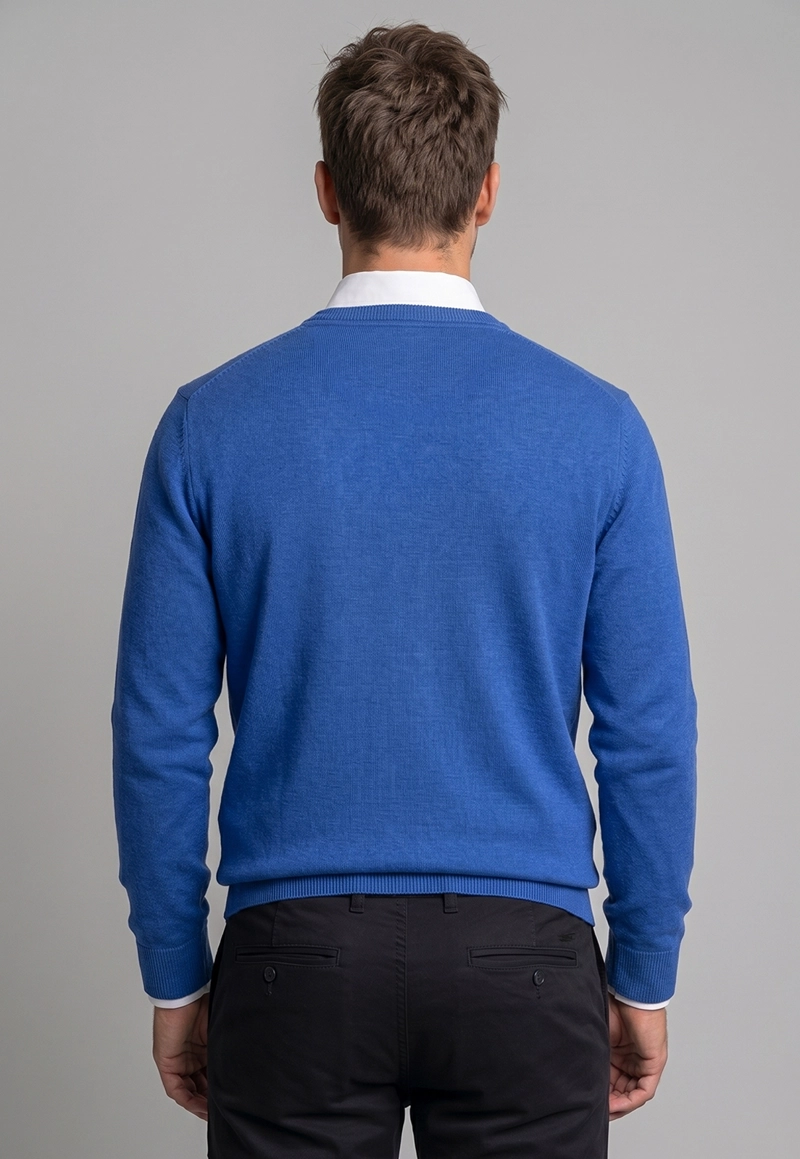 SWEATER ATLANTA V-NECK MELANGE INDIGO MELANGE - 3