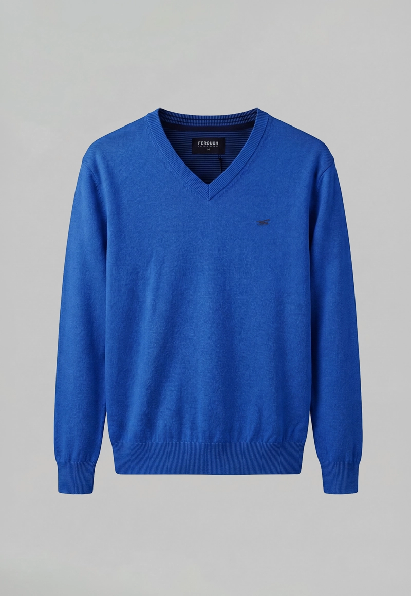 SWEATER ATLANTA V-NECK MELANGE INDIGO MELANGE - 5