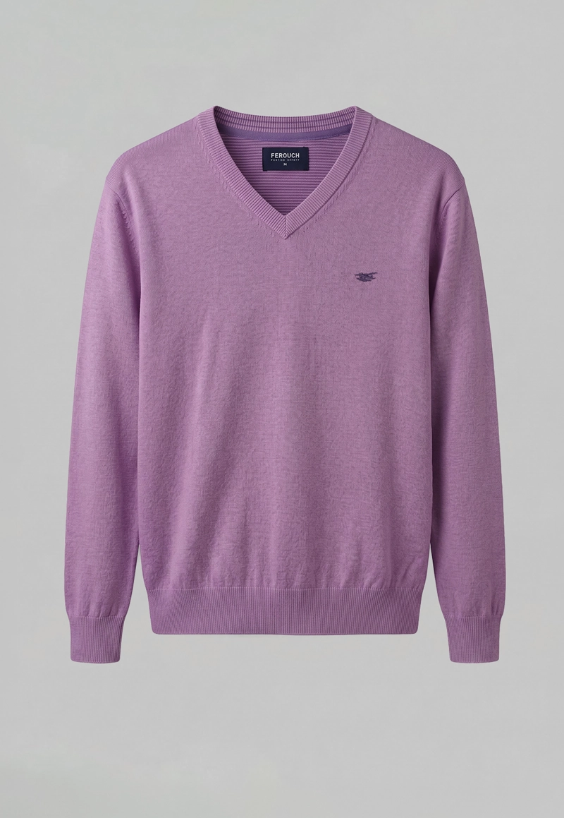 SWEATER ATLANTA V-NECK MELANGE LILA MELANGE - 5