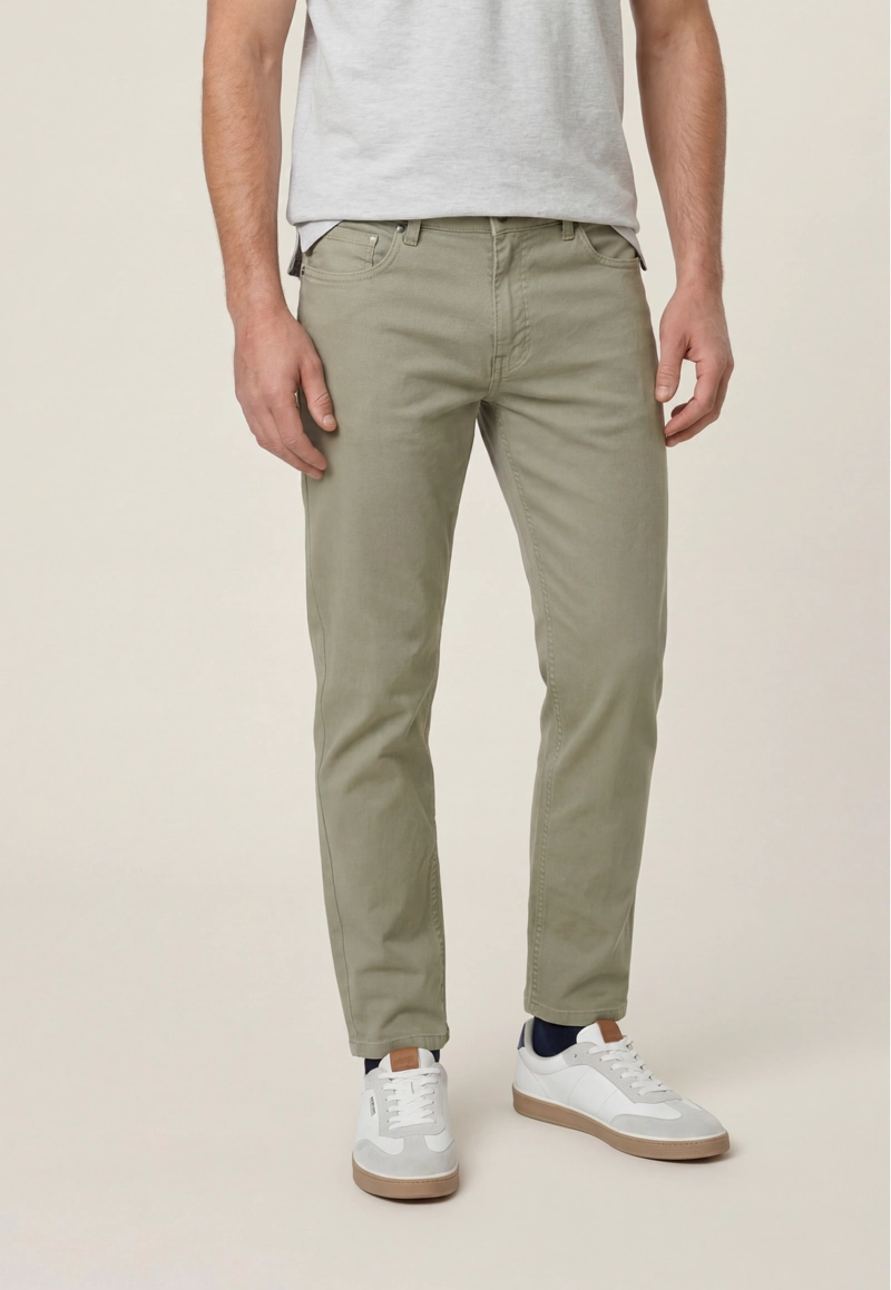 PANTALON FIVE POCKET REGULAR GREEN - 1