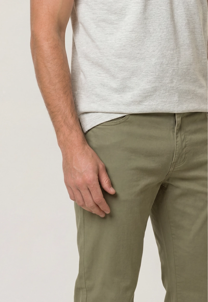 PANTALON FIVE POCKET REGULAR GREEN - 4