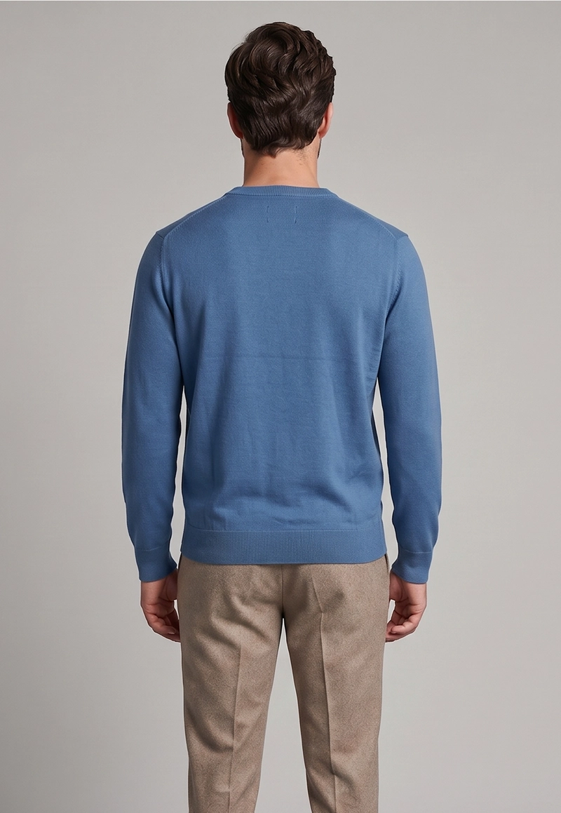 SWEATER ARIZONA V-NECK SOLIDO BLUE - 3