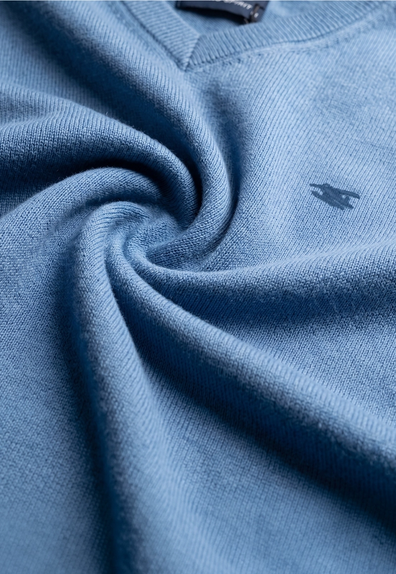 SWEATER ARIZONA V-NECK SOLIDO BLUE - 4