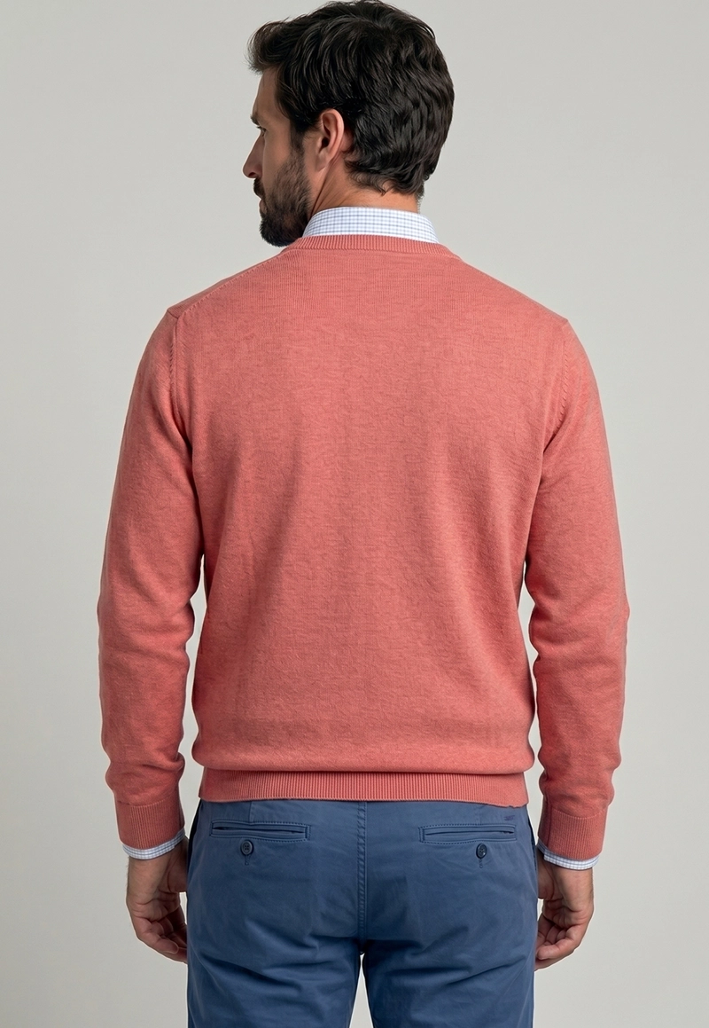 SWEATER ATLANTA V-NECK MELANGE CORAL MELANG - 3